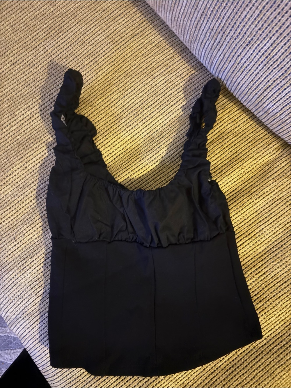 Black Ruched Strap Top